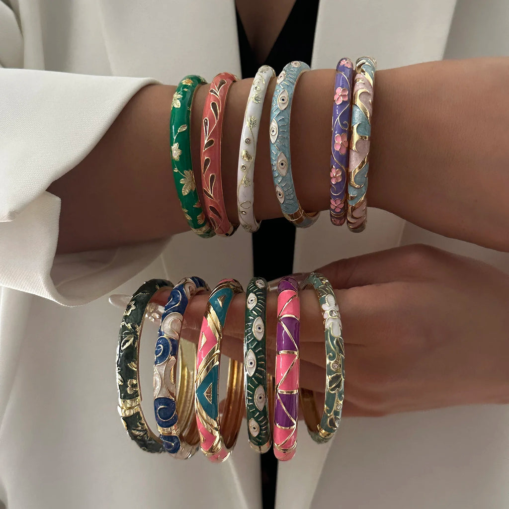 Bloom Enamel Floral Bangle 🌸