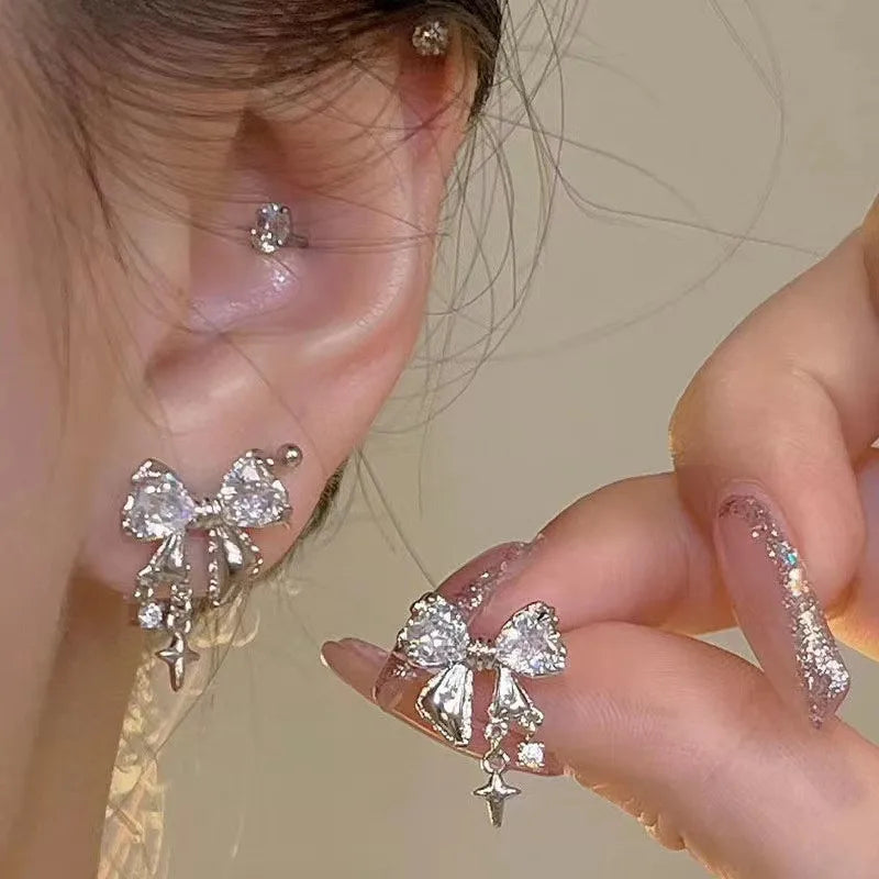 Rosé Bow Stud Earrings