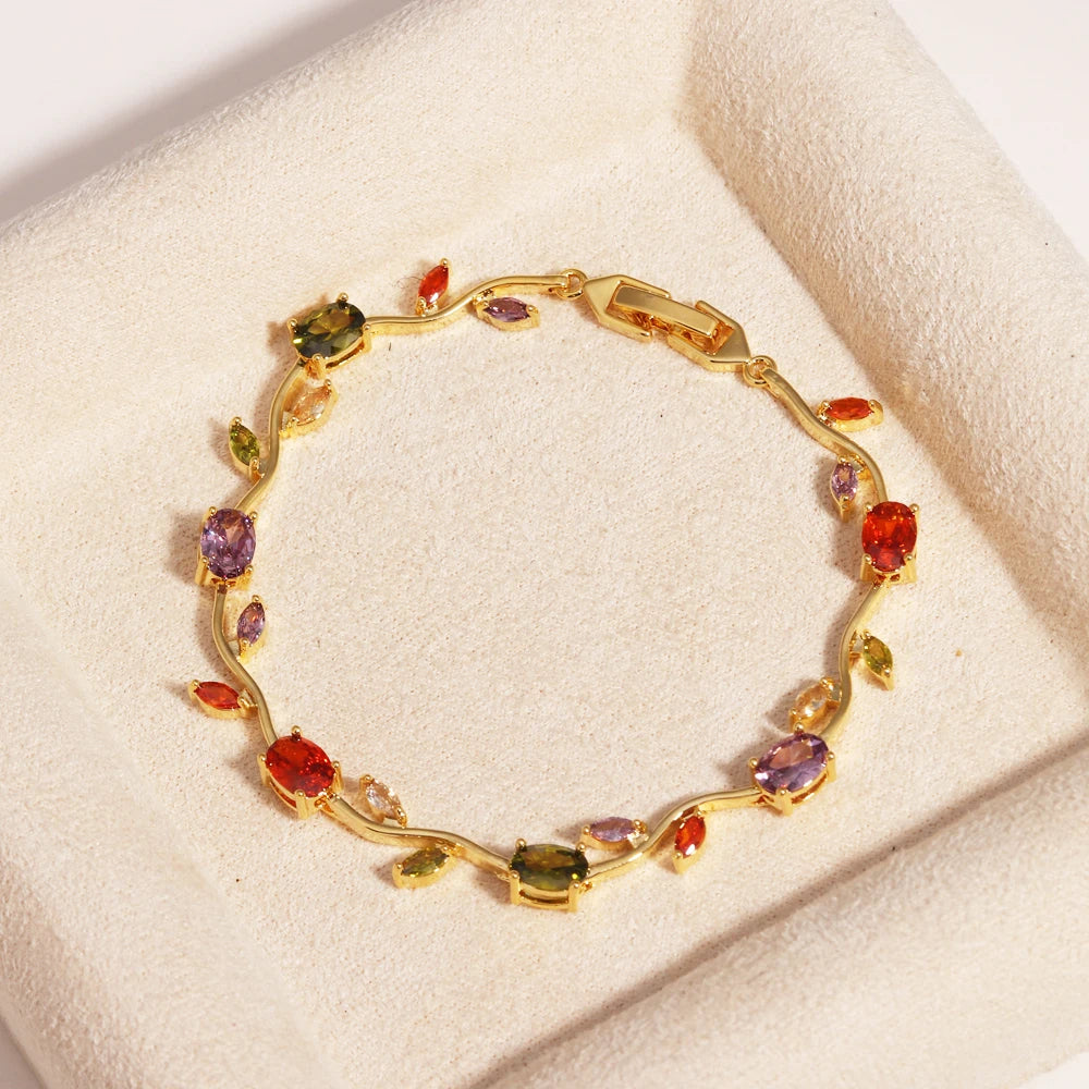 Pink Tulip Cubic Zirconia Vine Bracelet