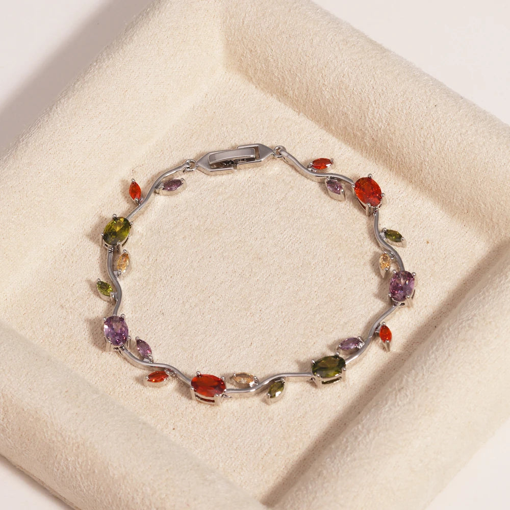 Pink Tulip Cubic Zirconia Vine Bracelet