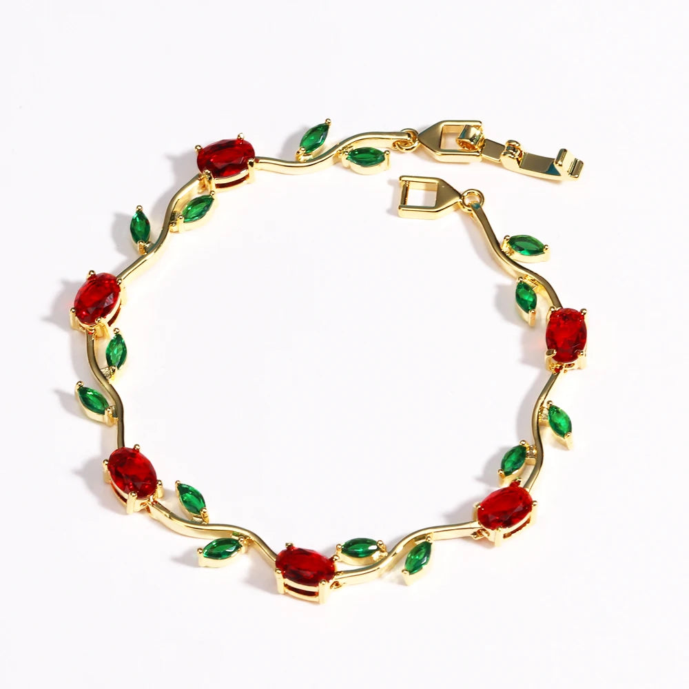 Pink Tulip Cubic Zirconia Vine Bracelet