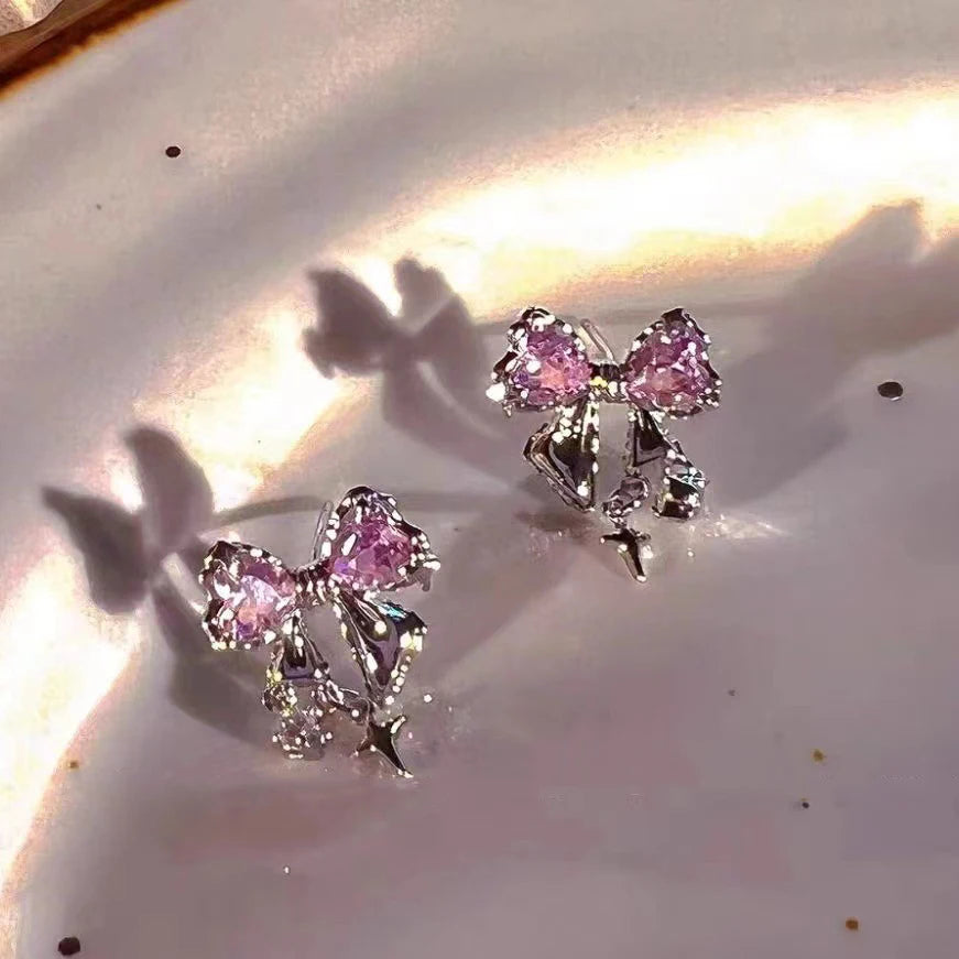 Rosé Bow Stud Earrings