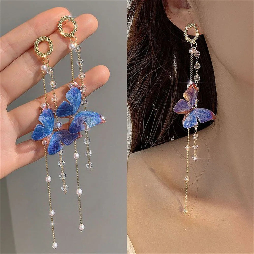 Luna Butterfly Tassel Earrings