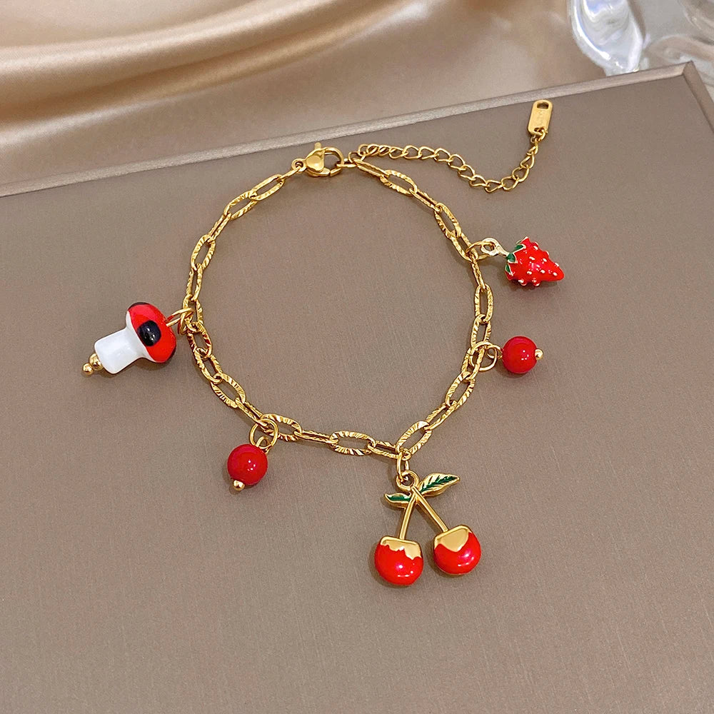 Red Cherry bracelet and Necklace