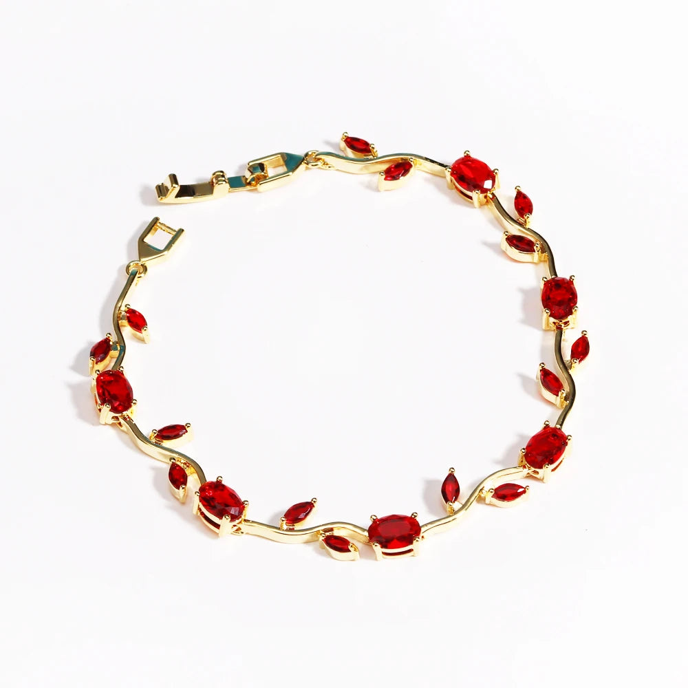 Pink Tulip Cubic Zirconia Vine Bracelet