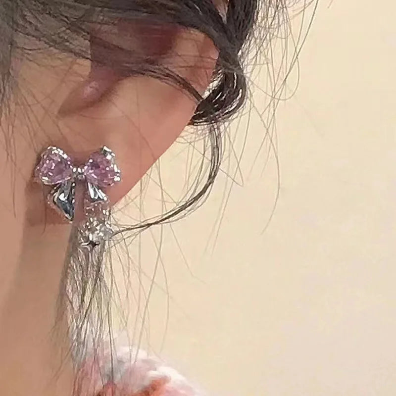 Rosé Bow Stud Earrings