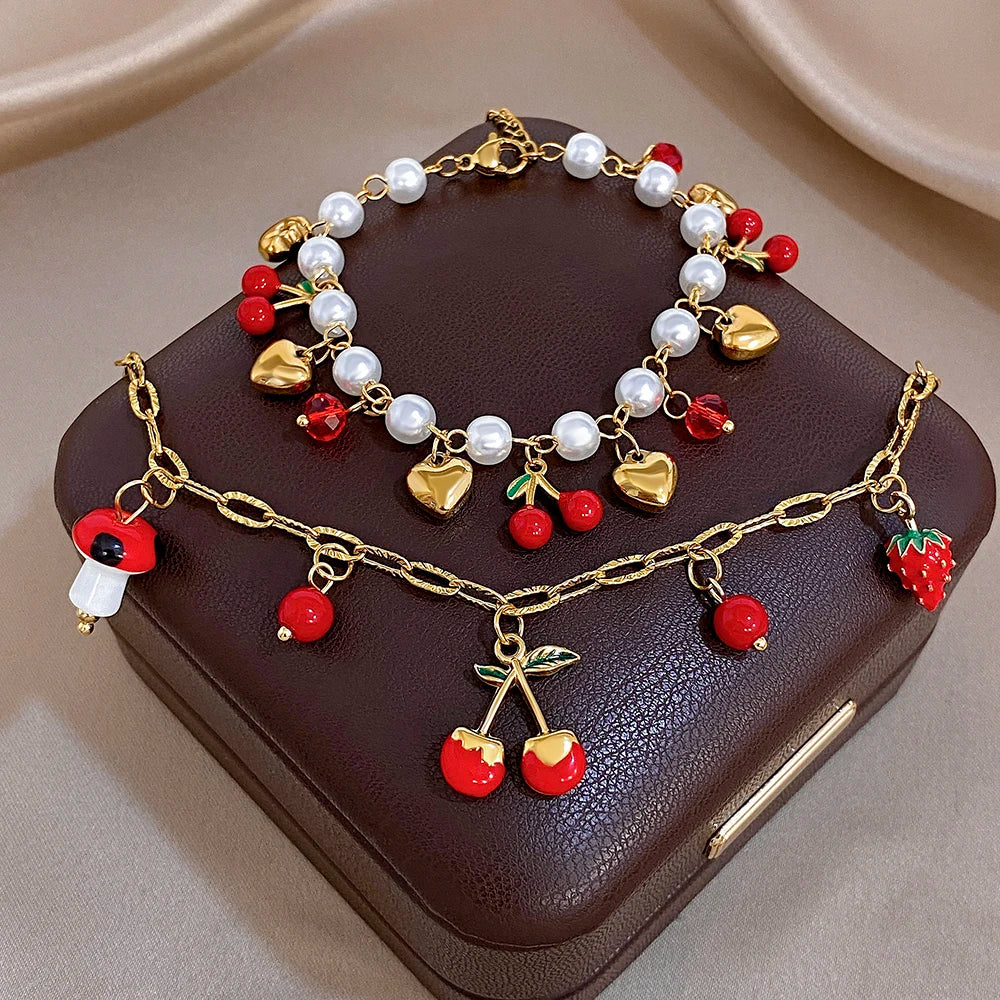 Red Cherry bracelet and Necklace
