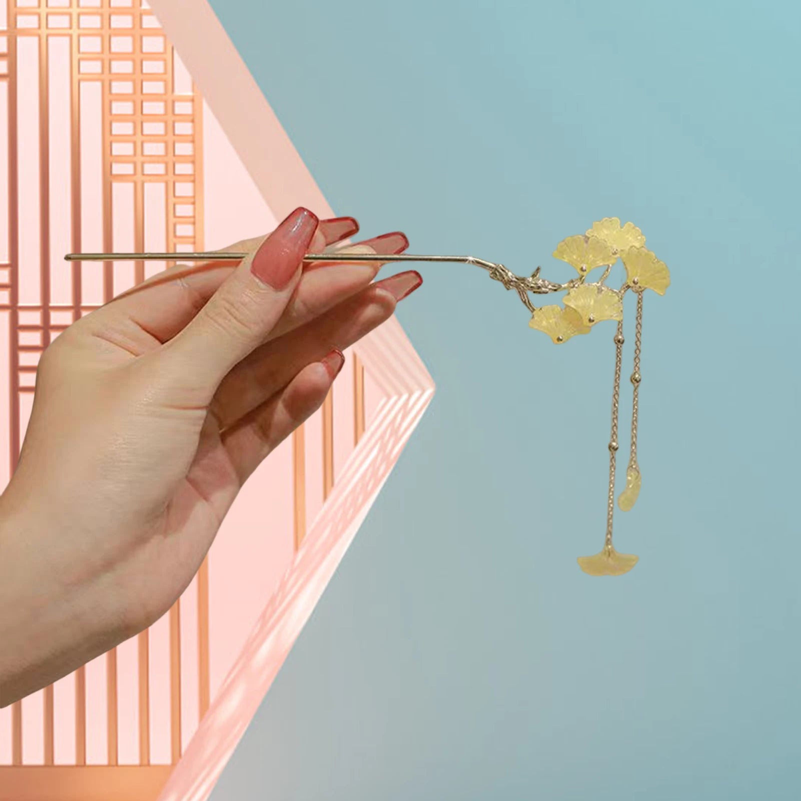 Ginkgo Tassel Hair Pin