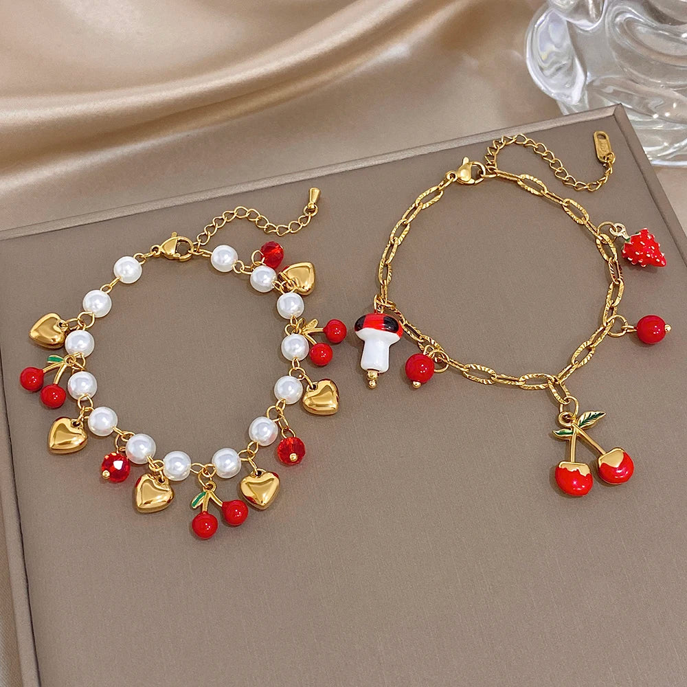 Red Cherry bracelet and Necklace