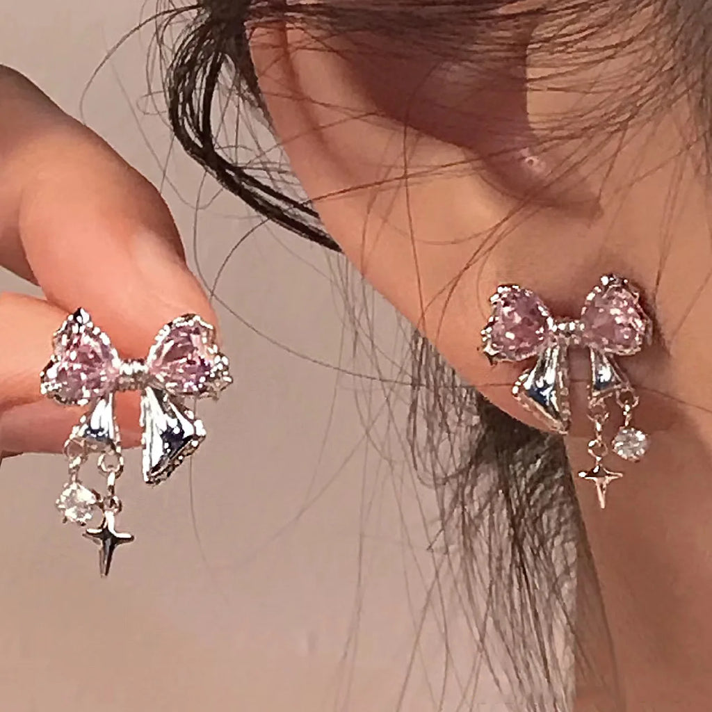 Rosé Bow Stud Earrings