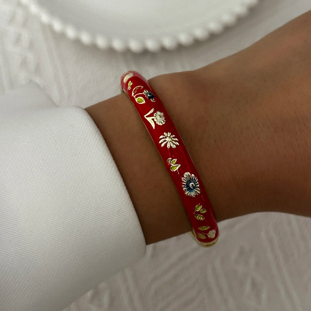 Bloom Enamel Floral Bangle 🌸