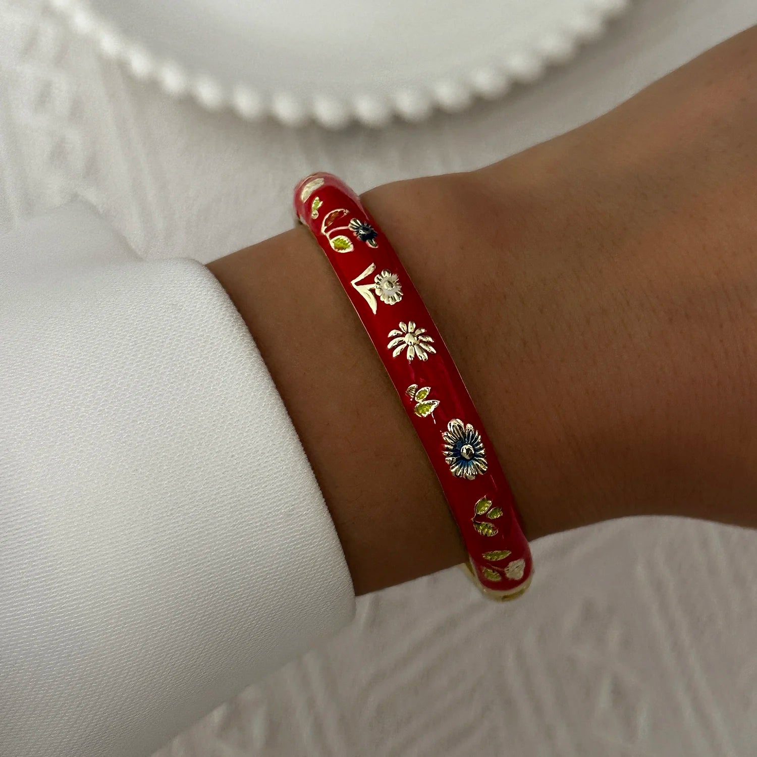 Bloom Enamel Floral Bangle 🌸
