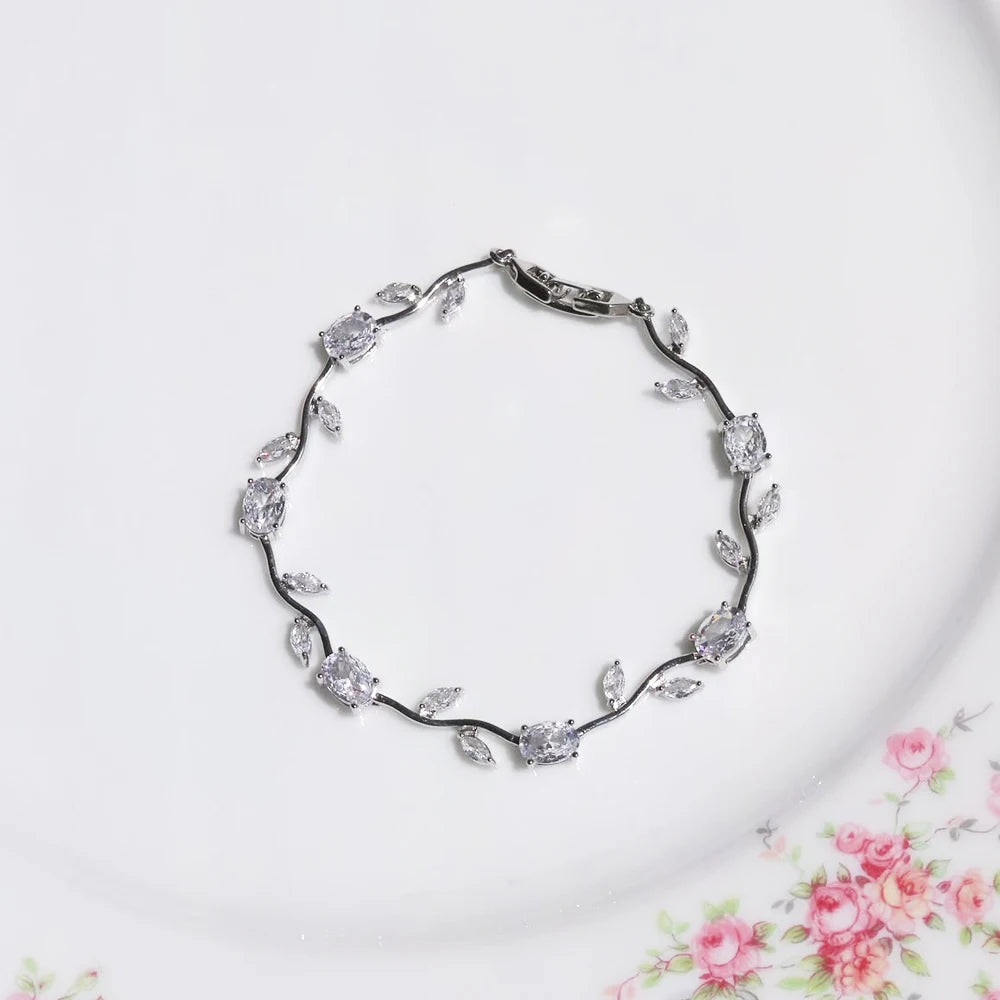 Pink Tulip Cubic Zirconia Vine Bracelet