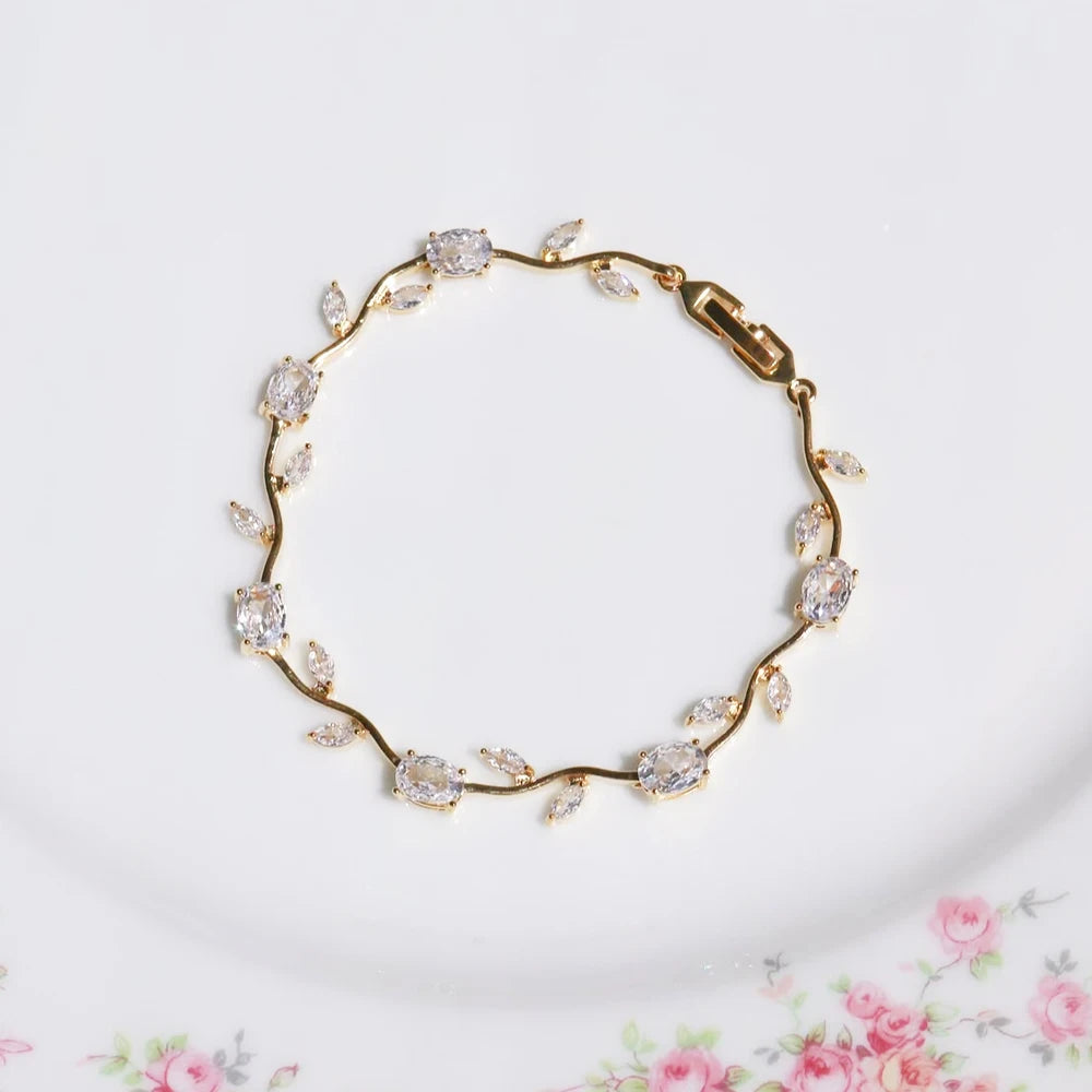 Pink Tulip Cubic Zirconia Vine Bracelet