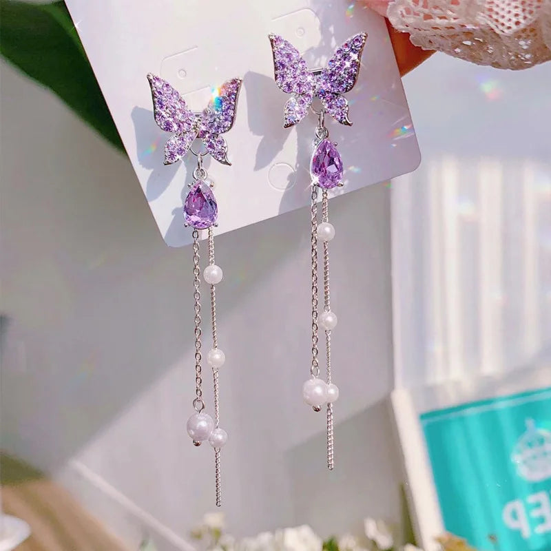 Luna Butterfly Tassel Earrings