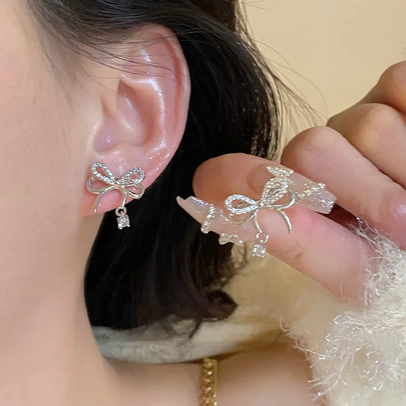 Rosé Bow Stud Earrings