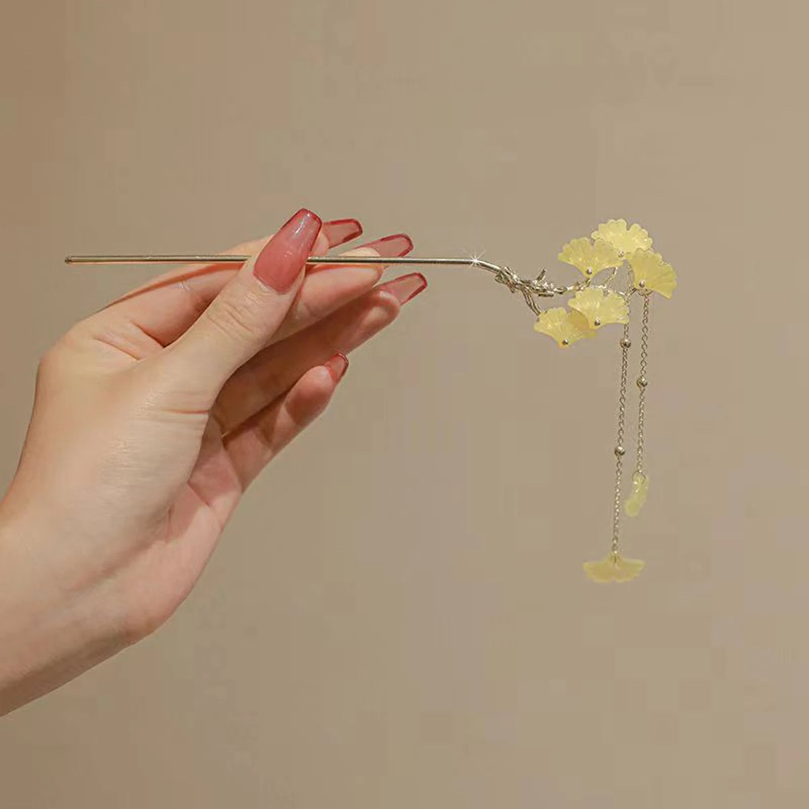 Ginkgo Tassel Hair Pin