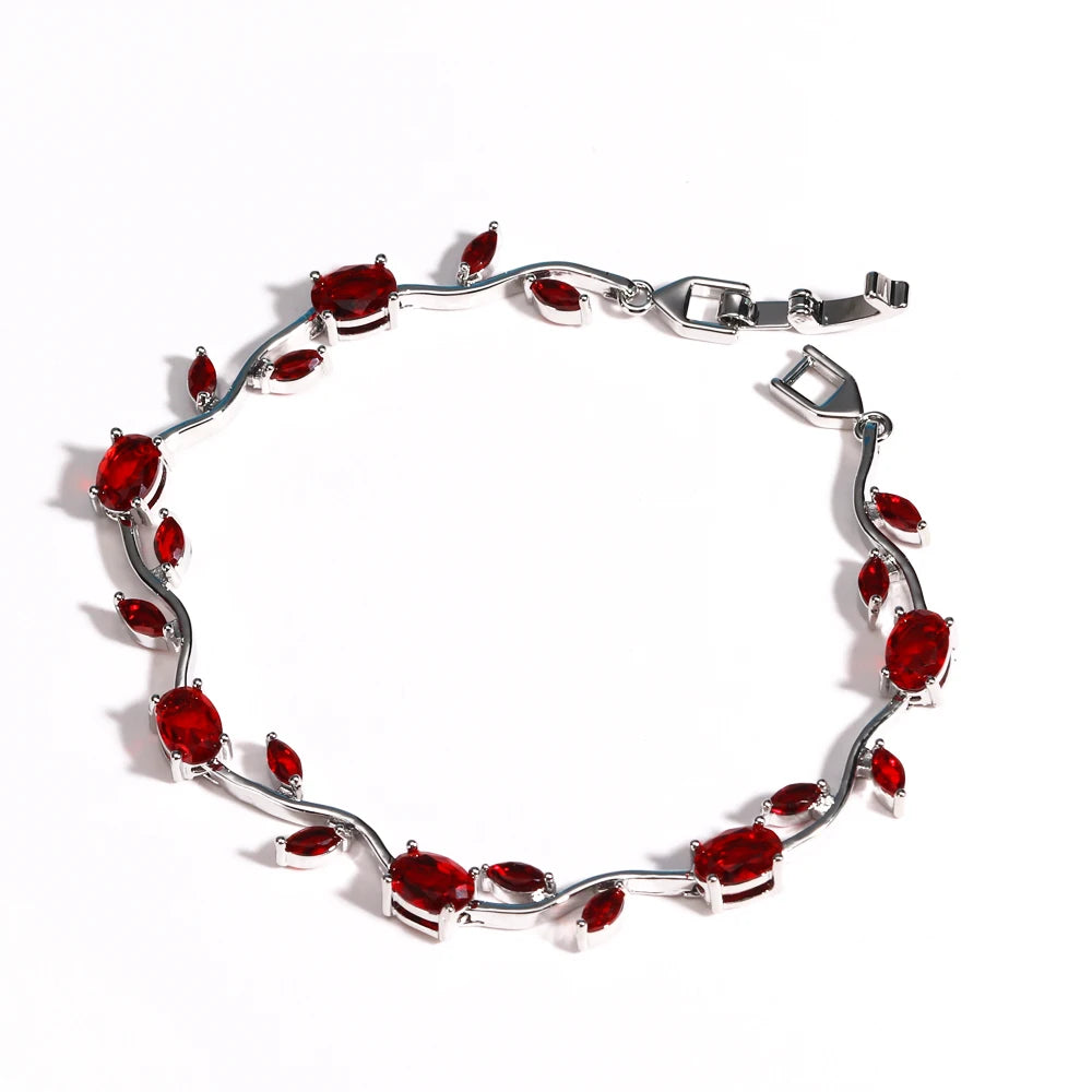 Pink Tulip Cubic Zirconia Vine Bracelet