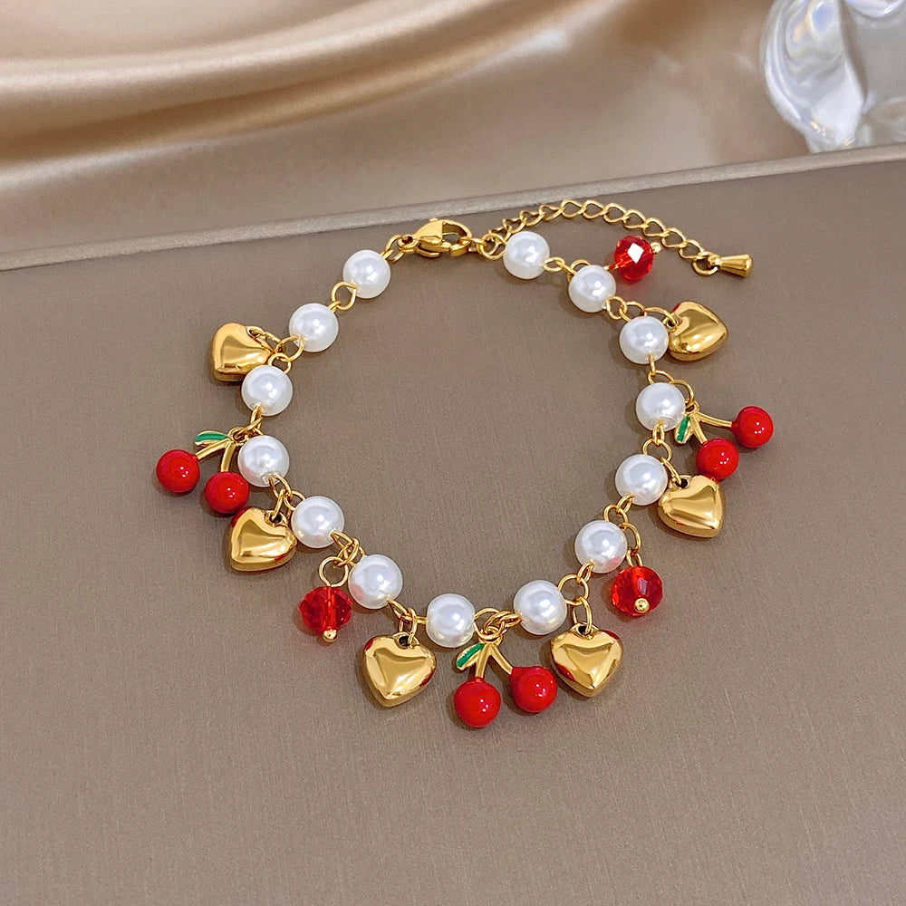 Red Cherry bracelet and Necklace